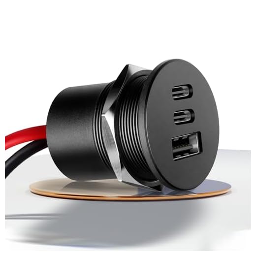 acegoo USB C Steckdose 12V Aluminium, Dual Typ C PD3.0 20W & QC3.0 18W, KFZ 12 Volt Buchse Dose Einbau Adapter für Wohnmobil Camper Auto Boot LKW Wohnwagen Jacht, 1 Stück