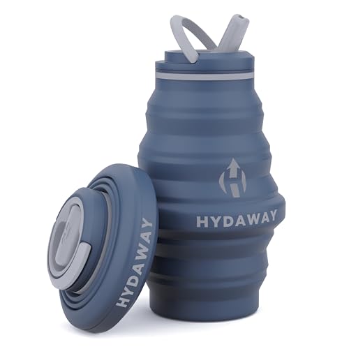 HYDAWAY Collapsible Water Bottle, 17oz Spout Lid | Ultra-Packable, Travel-Friendly, Food-Grade Silicone (Seaside)