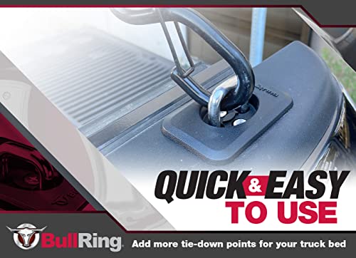 Bull Ring Raised Fit Retractable Truck Bed Tie Down Anchors, Built For 2009-2022 Dodge Ram 1500, 2500, 3500 Trucks & 2014-2019 Toyota Tundra Crewmax Trucks, Rail Cap Trim Required To Install (1 Pair) #TOP1