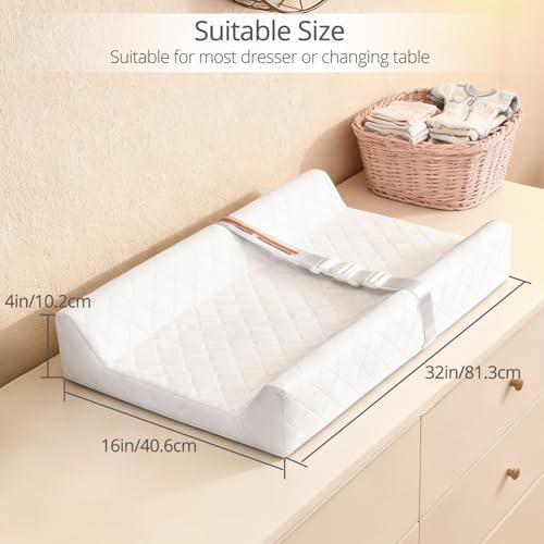 JVEOO Waterproof Baby Changing Pad, Non-Slip Wipeable Diaper Changing Mat with Safety Strap 32x16 Inch Infant Diaper Change Pad Suitable for Dresser & Table by JVEOO - Image 6