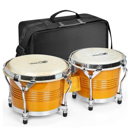 Bongo Drums 6.5” and 7.5”, Birch Percussion Instrument Bongos for Adults Beginners,Buffalo Hand Drum with Carry Bag and Tuning Wrench for Education and Practice.