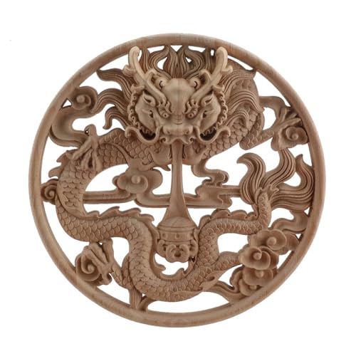 Artesanía de madera tallada dragón chino LVTFCO aplique listo para pintar y decorar XM5