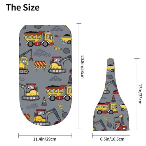 Image of Cute Construction Truck Newborn Swaddling Blanket Beanie Hat Sets Soft Baby Receiving Engineering Vehicle Blanket Soft Sleeping Bag New Born Soft Sleep Sacks for Boys Girls