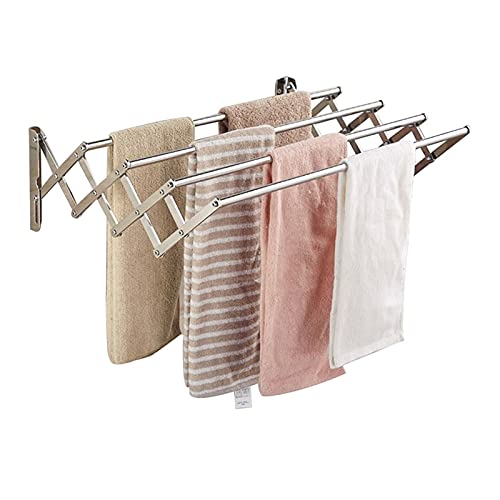 KOMFGT Tendedero extensible montado en la pared, tendedero para balcón, tendedero sobre el baño, secadora de ropa, ahorro de espacio para balcón, baño, terraza (120 cm)