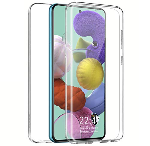 PLANETMOVIL Funda 360 Compatible con [ Samsung Galaxy A51] (6,5 Pulgadas) Carcasa Doble Cara 360 de Silicona Delantera + Trasera TPU rigido Doble 100% Transparente Enteriza y Completa