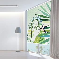 Estores Enrollables Estor Interior Cortinas Enrollables Rústicas Verdes con Motivos Vegetales, Persianas de Las Ventanas de la Tela del Vinilo del Apagón, Sombra Casera Impermeable de Las Puertas, Kit