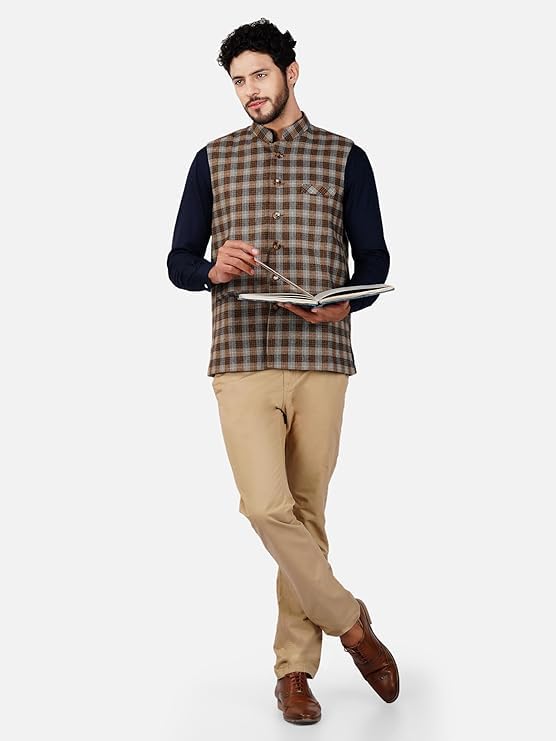 Image of DEIFIC Men's Export-Quality Indian Traditional Nehru Jacket /Waistcoat