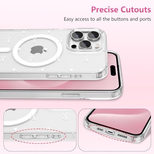 Coque magnétique iPhone 14 Pro Max blanche transparente avec motif cœur