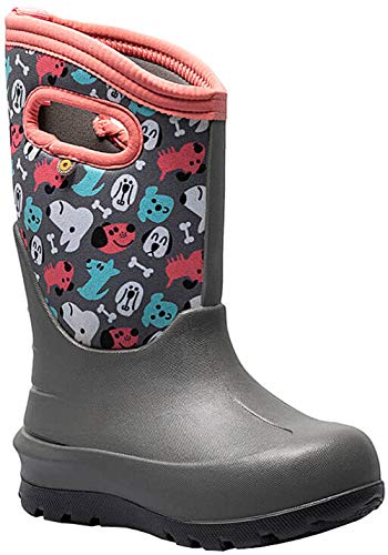BOGS Neo-Classic Rain Boot, Puppies-Dark Gray, 6 US Unisex Big Kid