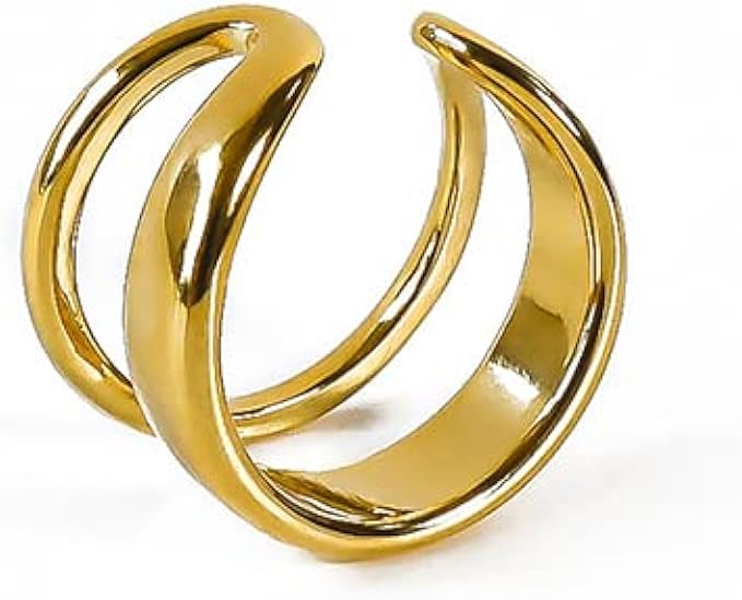 Amazon Jadymoon レイヤードリング フォークリング 指輪 18k シンプル 2連 重ね付け オシャレ ファッショナブル 通勤 日常 デート 旅行 合わせやすい ギフト プレゼント クリスマス コーデ アレルギー対応 リング 通販