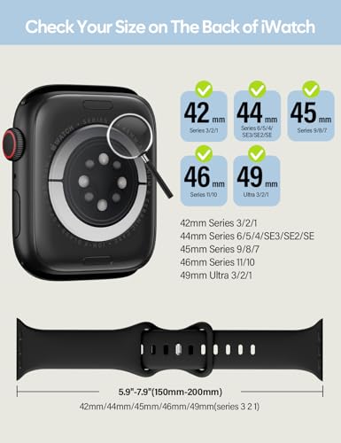 Image of Sport Silicone Band Compatible with Apple Watch Bands 40mm 38mm 41mm 44mm 45mm 42mm 49mm Women Men,Soft Wristband Waterproof Replacement Sport Strap for iWatch Bands Series 9 8 7 6 5 4 3 2 1 SE Ultra