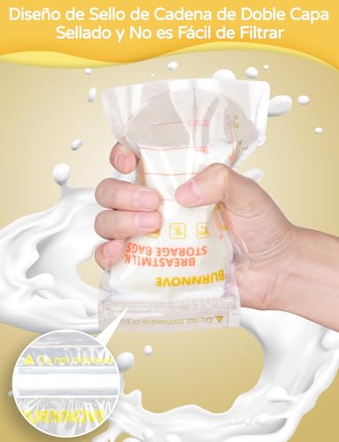 Miniatura 2 de Burnnove Bolsas Leche Materna - Pack 130 Unidades Bolsas Almacenamiento Leche Materna - 250ml Bolsas Lactancia Materna Sin Bpa Con Secure Double Seal - Para Congelar, Conservar, Almacenamiento