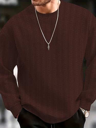 Image of KAJARU Men's Polyster Lycra Regular Fit T-Shirt with Full Sleeve Round Crew Neck Standard Length and Classic Style