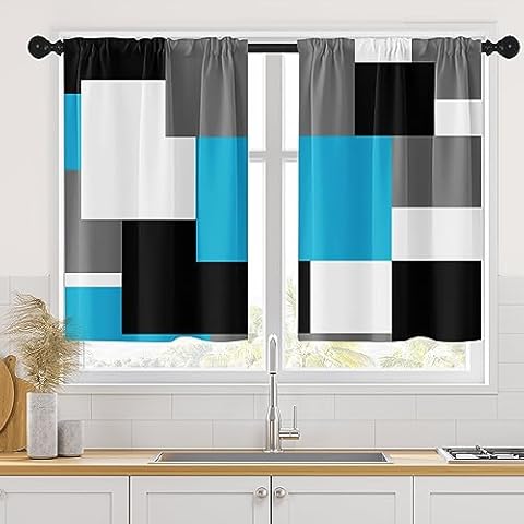 Tayney Light Blue Kitchen Curtains Cover