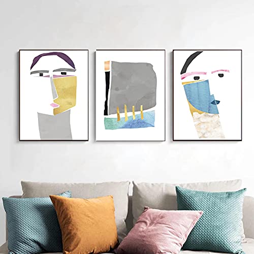 Póster de cara abstracta para decorar un salón moderno con bloques de color 3