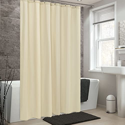Image of ALYVIA SPRING Cream Fabric Shower Curtain Liner Waterproof - Soft & Light-Weight Cloth Shower Liner with 3 Magnets, Hotel Quality & Machine Washable - Standard Size 72x72, Cream (Pack of 2)