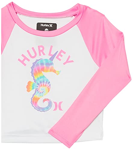 Image of Hurley Baby Girls' Long Sleeve Rash Guard and Hat 3-piece Swimsuit Set