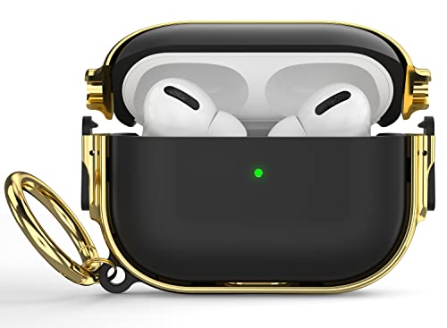 Image of Maxjoy for AirPods Pro 2nd /1st Generation Case with Lock, Cute AirPods Pro 2 Case Lock Protective Hard AirPod Pro Cover for Women Men with Keychain for Airpod Pro (2023 /2022 /2019), Black /Gold