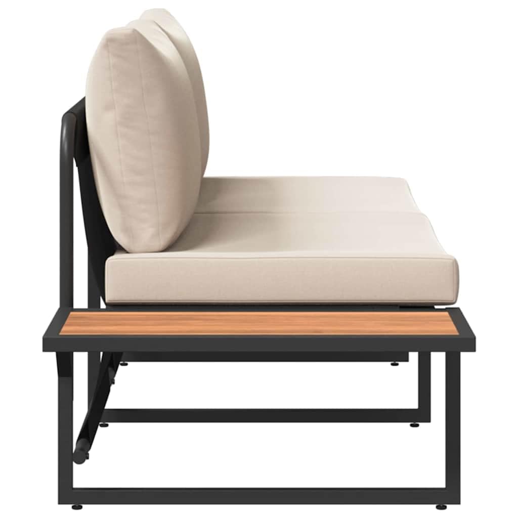 Sofa ogrodowa 200,5 x 70 x 85,5 cm, stalowa, odporna na warunki atmosferyczne, 2-osobowa, z poduszką, wytrzymała sofa outdoorowa na taras, balkon, meble ogrodowe do użytku na zewnątrz