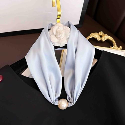 Women's Neck Protection Pearl Scarf Summer Headscarf Magnetic Buckle Decorative Pendant Scarf Simple Full Match Scarf2