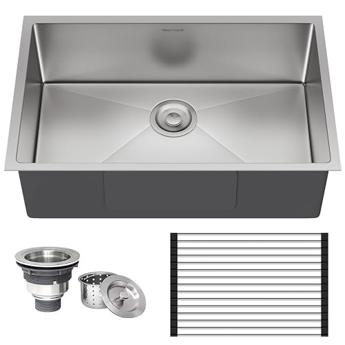 Undermount Kitchen Sink,Gaomasck 30 Inch Kitchen Sink,T-304 Stainless Steel Kitchen Sinks,16 Gauge Single Bowl Stainless Steel Kitchen Sink With Strainer & Drying Rack,30" X 16.5" X 9" Sink Undermount Kitchen Sink,Gaomasck 30 Inch Kitchen Sink,T-304 Stainless Steel Kitchen Sinks,16 Gauge Single Bowl Stainless Steel Kitchen Sink With Strainer & Drying Rack,30" X 16.5" X 9" Sink