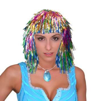PARTY DISCOUNT Perücke Lametta Folie – Bunt, Aus 100% Polyester, Für Karneval, Kostümparty, Verkleidung