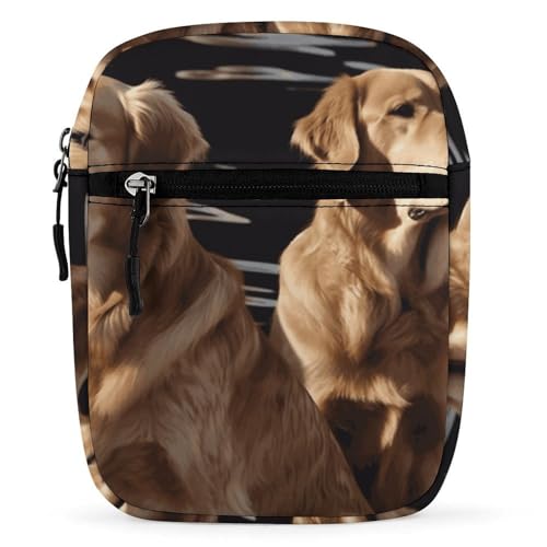 Personalized Small Crossbody Bag Water Resistant Messenger Bags Mini Golden Retrievers Printing SlingBag For Men Women