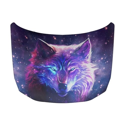 Image of Galaxy Wolf Print Hood Wraps for Cars Hood Wrap Protector Washable Car Hook Elastic Fabrics Can be Washed Hook Wraps