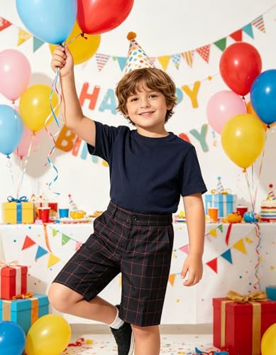 Image of Boy Shorts Kids Stretch School Uniform Clothes Flat Front Dress Casual Shorts with Pockets for Summer