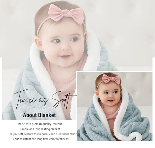 Image of VAS COLLECTIONS Ultra Soft Baby Blanket | Flannel + Sherpa | 2-Layer All-Season AC Sheet for Newborns (0-24 M) - Light Grey
