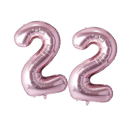 Image of Rozi Decoration 22 Rose Gold Number Foil Balloon 16? Inch for Birthday | Anniversary | Achievement | 24 Balloon Number | Rose Gold Number Balloons Pack of 2 Pcs
