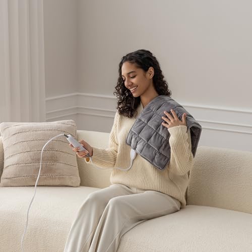 Image of Berkshire Blanket Weighted Heating Pad - 18 inchx33 inch Electric Heat Wrap with 10 Heat Settings & Auto Shut Off - Soothing Heat Wrap for Back, Neck, Shoulders, Legs, Abdomen - Machine Washable & Portable