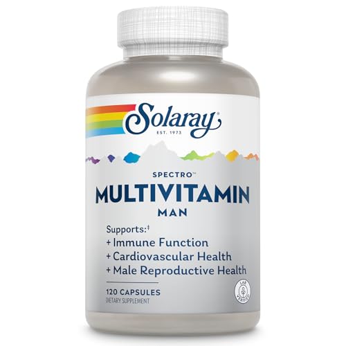 Image of SOLARAY Spectro Multivitamin for Men - Cellular Energy, Heart Health, Immune Support - 45 Vitamins and Minerals w /Vitamin A, Vitamin C, D, Zinc, Digestive Enzymes, CoQ10, 60-Day Guarantee, 30 Serv.
