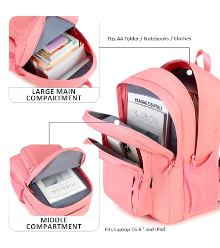 Image of abshoo Girls Solid Color Backpack For College Women Water Resistant School Bag (Peach Pink)