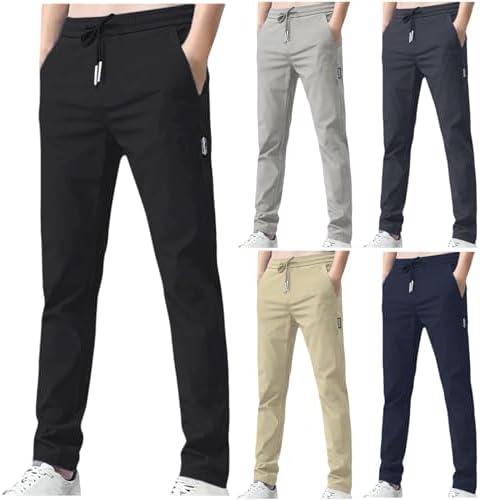 Men's Pants Fleece Lined Winter Joggers Thermal Workout Athletic Sweatpants Drawstring Elastic Waist Hiking Pants