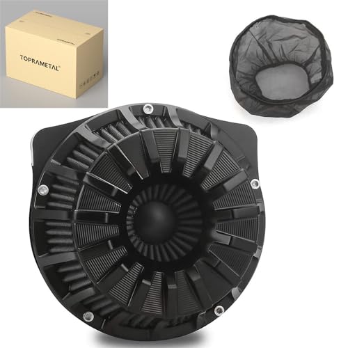Image of For harley air cleaner filter Touring street glide road king electra tri trike Dyna Sportster XL 883 1200 Softail air intake (Speed 15 style - Black, C-For Touring 08-16, Softail 16-17)
