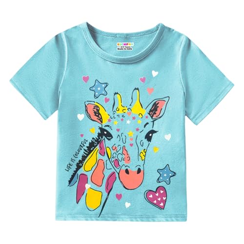 Image of Kuchipoo Girls Half Sleeves Regular Fit Cotton T-Shirt