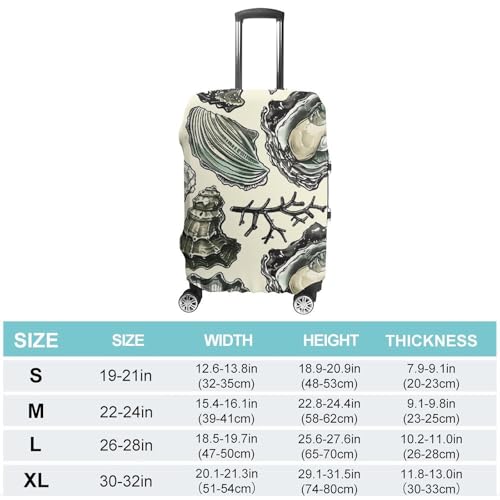 Oysters And Shells Elastic Luggage Cover Suitcase Protector for 19-32 Inch Suitcases | Universal Stretchable Travel Bag Cover | Anti-Scratch, Washable with Zipper Closure S2