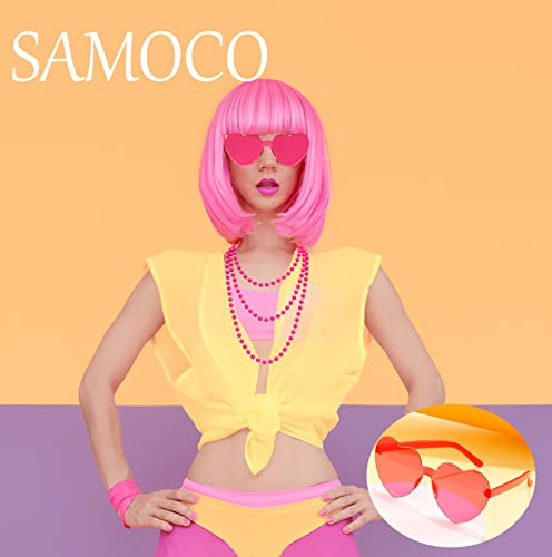 Samoco 80S Costume Outfit Accessories For Women Neon Lace Headband Earrings Fishnet Gloves Necklace Bracelet For 80'S Party #TOP2