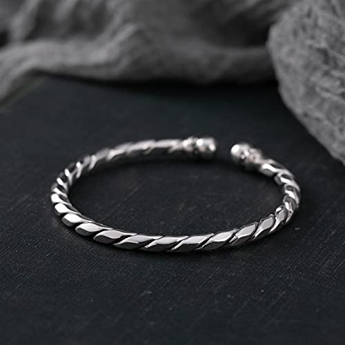 Bracelet tressé ouvert en métal au design épuré pour hommes et femmes