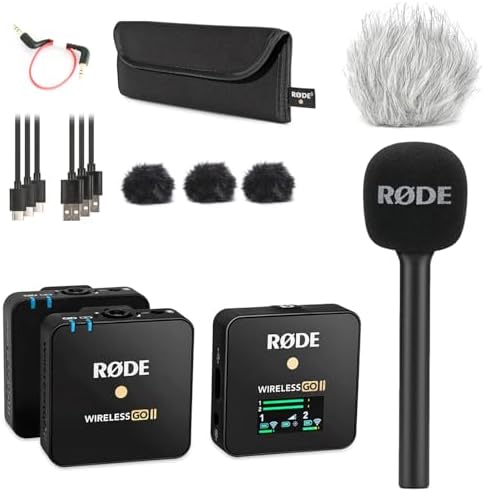 Rode Wireless GO II - Juego de micrófono inalámbrico (incluye ada...