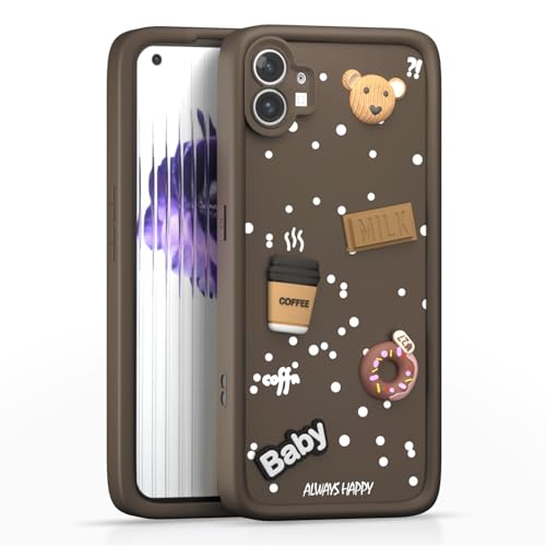 Image of Pikkme Back Cover for Nothing Phone 1 | Cute Fun Cartoon 3D Bear Silicone Full Body Protection Bumper Case (Brown)