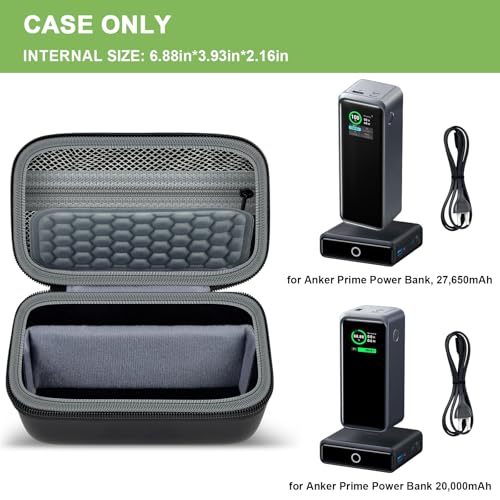 Case Compatible with Anker Prime Power Bank, 27,650mAh/ for Anker Prime Power Bank 20,000mAh Portable Charger with 100W Charging Base, Battery Pack Power Station Organizer, Hold Cable and Charger