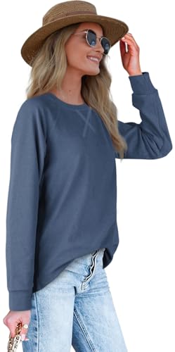 Image of Womens Sweatshirts Crewneck Loose Fitting Tops For Women Long Sleeve Shirts Pullover