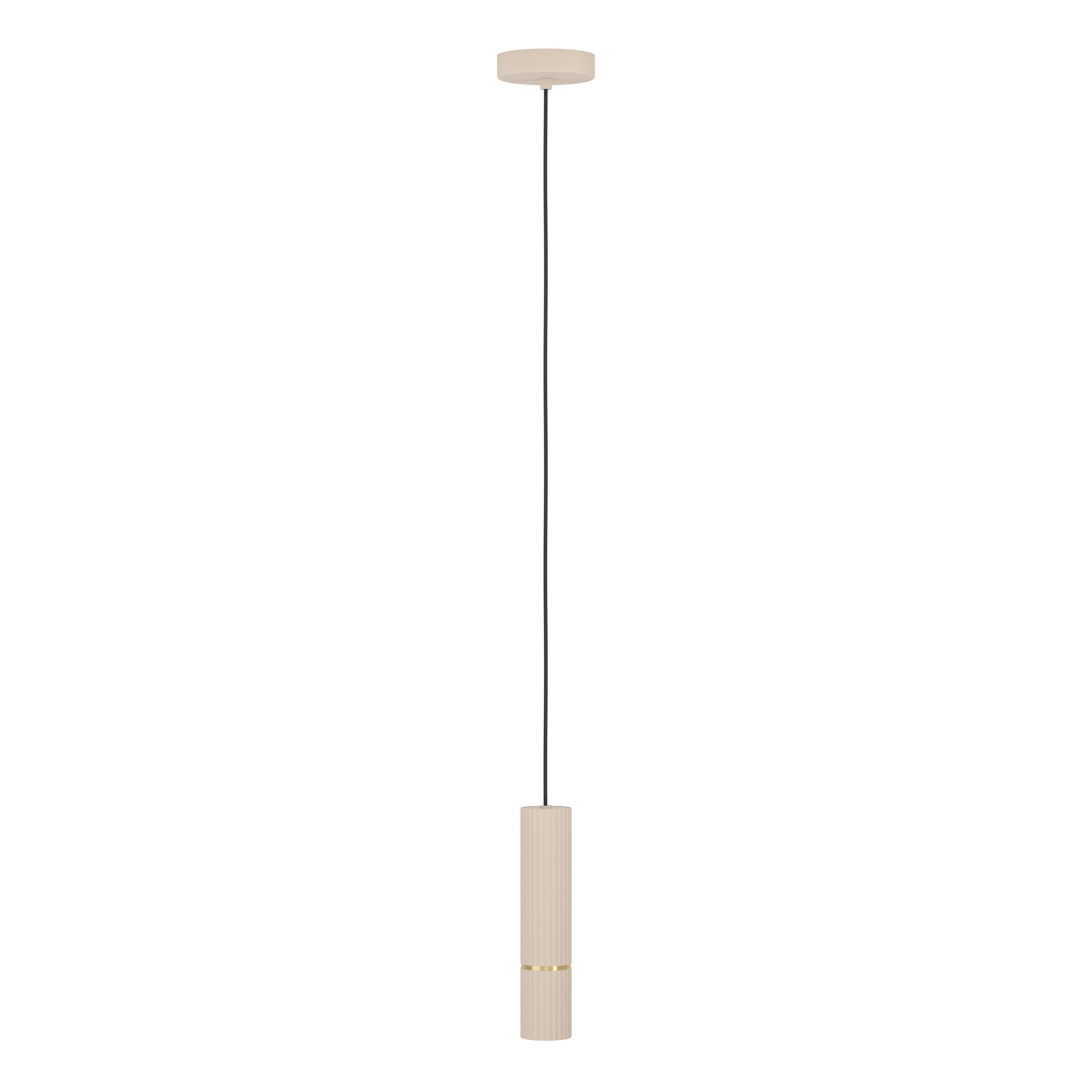 Eglo Lampadario LED Caminia, 1 luce, per tavolo da pranzo, illuminazione per sala da pranzo, in metallo beige e oro, lampadina GU10, luce bianca calda