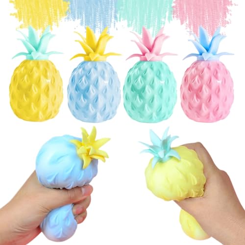 4 Pcs Pineapple Stress Ball Fidget Toys Ball for Pressure Release Party Gifts Stress Relief for Kids & Adult Tricky Funny Squeeze Toy (Random Color)