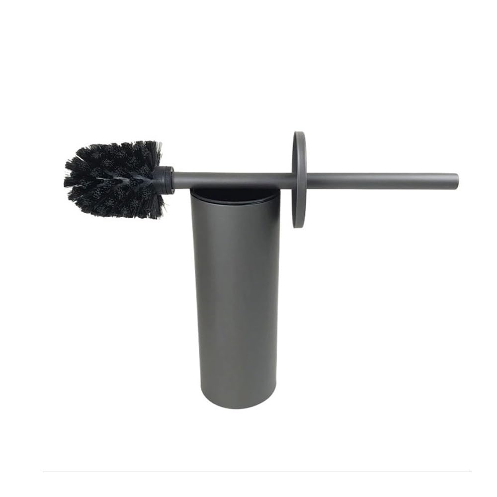 Toilet Brush Floor Standing Aluminum Alloy Toilet Brush Holder Bathroom Tools(Grey)