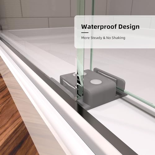 ACE DECOR 56-60\" W x 74\" H Frameless Shower Door, Double Sliding Shower Door with 5/16\" (8mm) Clear SGCC Tempered Glass, Chrome Finish Shower Doors, Reversible Installation