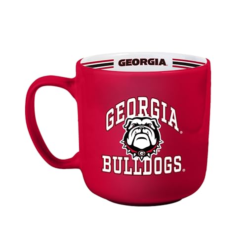 Logo Brands NCAA Georgia Bulldogs 15oz Stripe Mug - Team Logo Inside Print Standard Handle Microwave & Dishwasher Safe