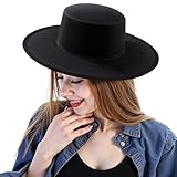 YEAJOIN Fashion Classic Black Fedora Flat Hat Large Size, Wide Brim Jazz Hats Church Derby Cap for Women and Men Causal Wear